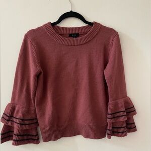 MINE Burgundy Sweater with Tiered Bell Sleeves Size Small